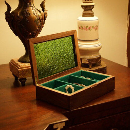 Smykkeskrin I Grønn Glass