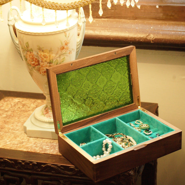 Smykkeskrin I Grønn Glass