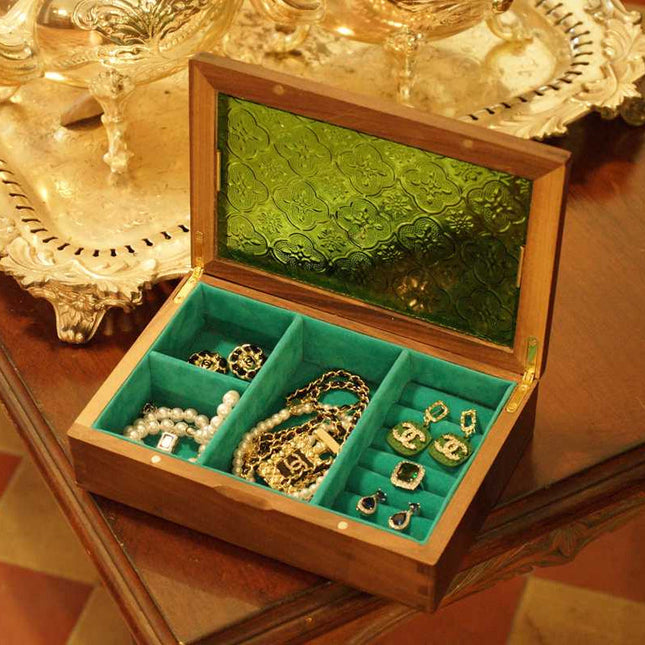 Smykkeskrin I Grønn Glass