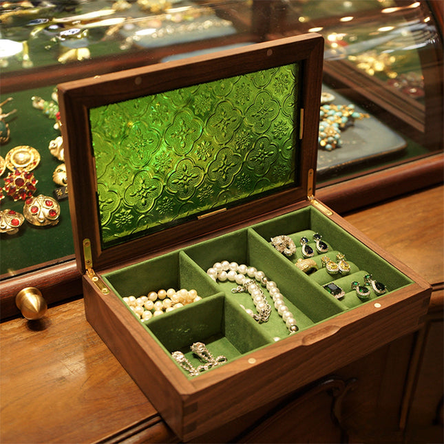 Smykkeskrin I Grønn Glass