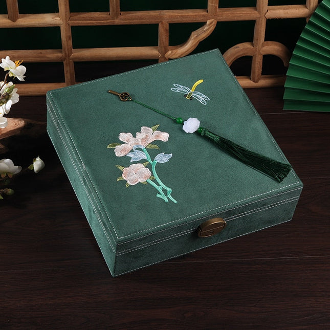 Antikke Smykkeskrin Med Broderi